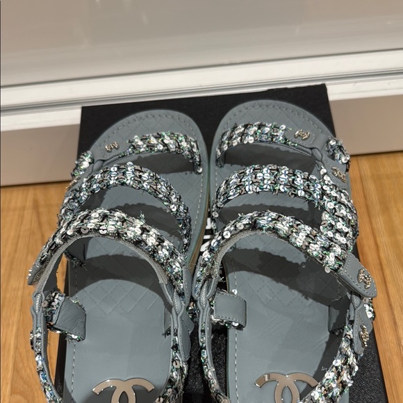 Chanel Blue Sequin Sandals brand new in box with dust bag size EUR 41 - Picture 9 of 10